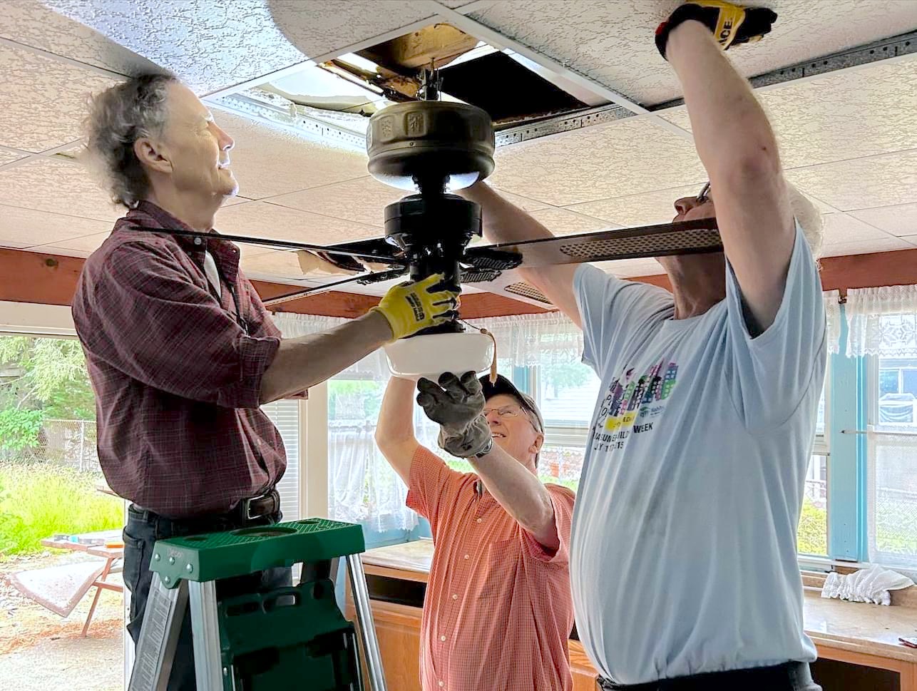 Salvage service being performed to remove a fan